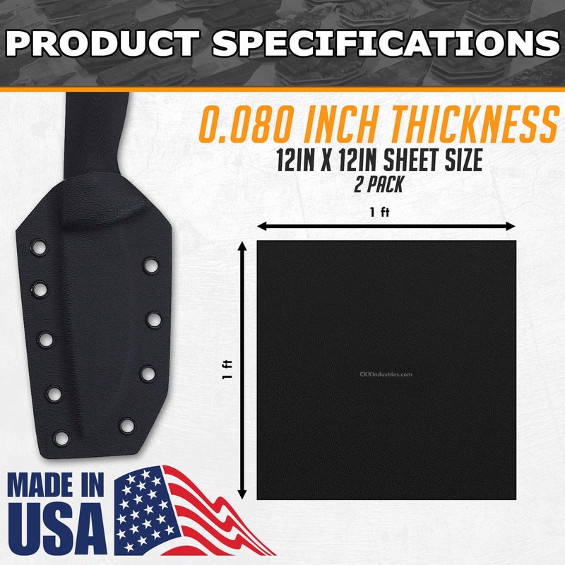 Holstex KYDEX Thermoform Sheet - (Type V) - (P1 Texture) - (0.080 Thickness) - (12in x 12in Sheets) - (Black) - (2 Pack) - for Holster Making, Cosplay, Airsoft Armor, Keel Guards - Image 3